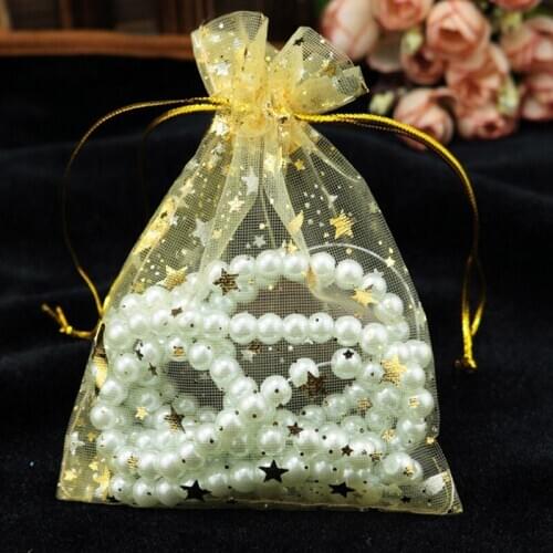 100pcs/lots Organza Bags Christmas Drawstring Gift Bag Charm Jewelry Packaging