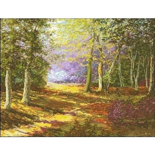 11/14/18/25/22/28 color aida pastoral beautiful counted cross stitch kit deep forest trail path trees tree