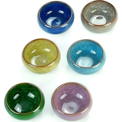 Promotion! 6pcs Kung Fu Tea Cup Set Crackle Glaze 30ml Travel Chinese Porcelain Teacup Ceramic Yixing Purple Clay Tea Service