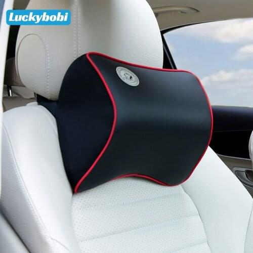 Car Neck Pillow 3D Memory Foam Cushion Washable Head Support Leather Car Seat Pillows Back Cushion for Office Chair Universal