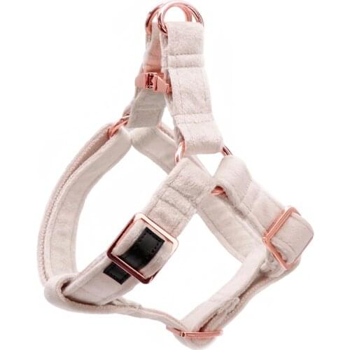 White Wedding Velvet Dog Harness Basic Dog Leash Adjustable Buckle Cotton Fabric for Dog or Cat