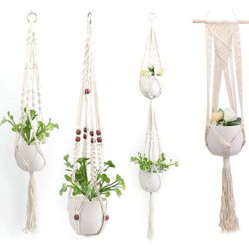 Handmade Macrame Flowerpot Net Vintage Hanging Basket Plant Hangers Cotton Flowerpot Hanging Pot Rope Garden Balcony Decor