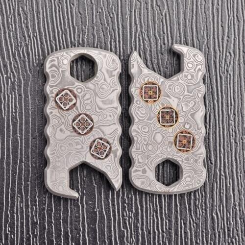 Damascus Steel Dogs Outdoor Toolboard Nothing Badge Inlaid Lucky Jewelry Metal EDC