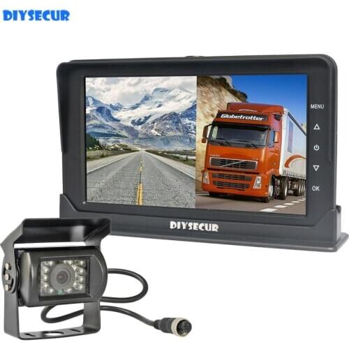 DIYSECUR AHD LED Camera IPS 1080P 7" Truck DVR Monitor Driving Recorder Dual Lens Front/Rear Recording IR Night Vision Reversing