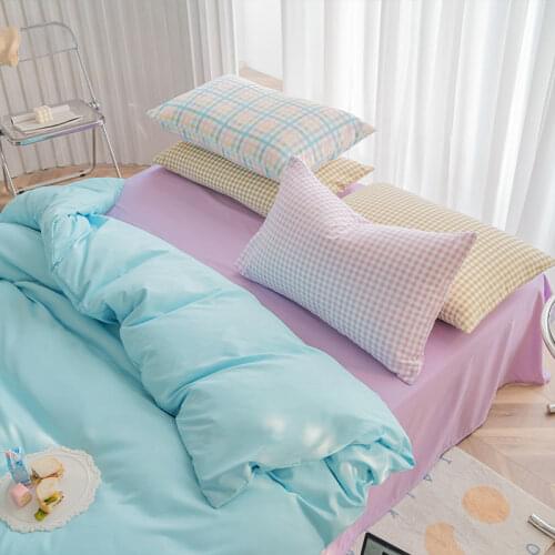 Ins washed cotton four-piece girl heart cream ice cream color bed linen net red bedding bed linen three-piece set