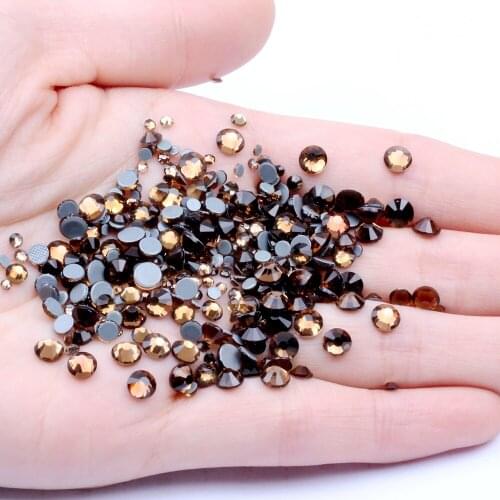Crystal Hotfix DIY Rhinestones For Nails ss6-ss30 And Mixed Smoked Topaz Strass Nail Art Glass Stone Glitter Decoration Design