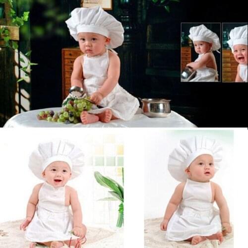 HUYU Baby Photography Props Little Chef Hat White Stretch Wrap Little Cook Creative Props Newborn Photography Accessories
