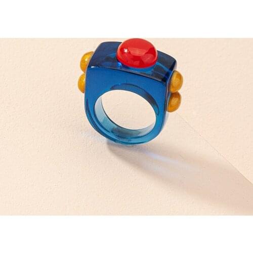 GSOLD Trendy Acrylic Hip Hop Ring Simple Peculiar Shape Resin Small Ring Unisex Creative Party Jewelry Accessories 202104