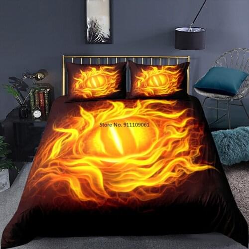3D Print Quilt Cover Flame Animal Shape Tiger Wolf Skull Head Fire Bedclothes 2-3 Pcs Home Textile Polyester Beds Set 240 X 220