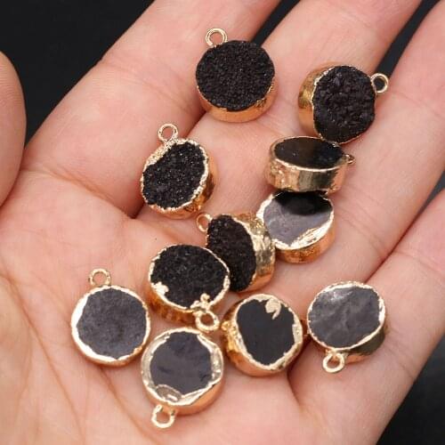 Natural Stone Crystal Cluster Pendants Round Shape Exquisite Charm For jewelry making DIY necklace Earring accessories