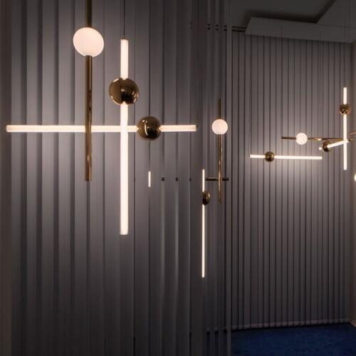 Minimalist Line Art LED Version Pendant Lights Metal Glow Ball for Bar Cafe Tea Hanging Lights Living Room Pendant Kitchen Lamp