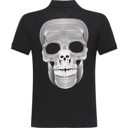 High Quality Cotton Polo Shirt Men Fashion Tops Sportswear Plein Short Sleeve Skull Street Punk Style 3D Printing Men Wear