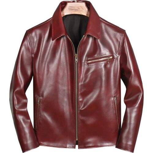 Cowhide Coat Mens Genuine Leather Jacket Motorcycle Leather Jacket Quality Genuine Leather Jacket