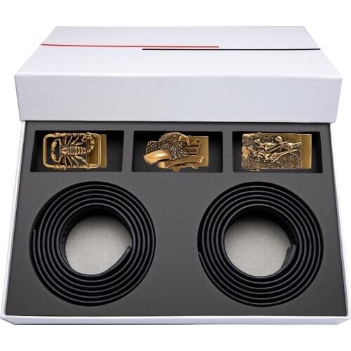 3+2 Gift Belt Set Box Men' Leather Belt Automatic Buckle Waist Strap Black Cowhide Belt Designer Belt for Jeans Male Barry.Wang