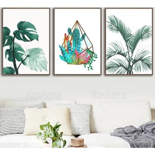 Nordic Wall Art Tropical Plant Posters And Prints Cactus Monstera Palm Leaves Canvas Painting Wall Picture For Living Room Decor