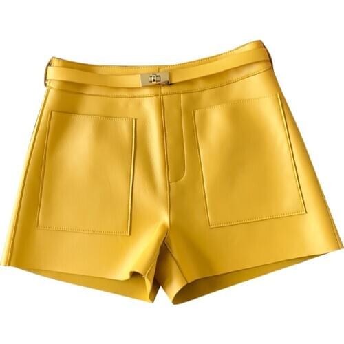 2020FW Autumn New Women Genuine Leather Sheepskin High Quality Short Pants 5 Color