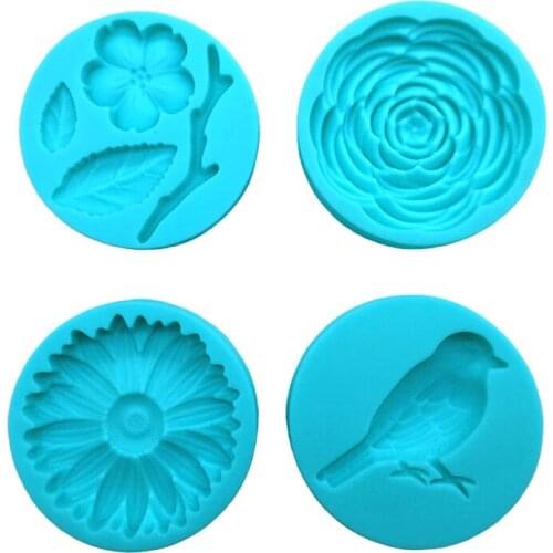 Wholesale 10 pcs/lot Camellia Bird Combination Silicone Molds Fondant Cake Chocolate Candy Decorating Tools