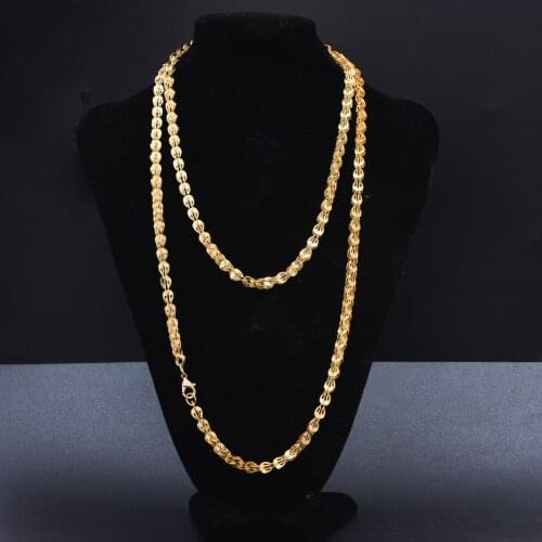 Dubai Gold Color Necklace 120cm Gold chain necklace For Women Girl Wife Bride