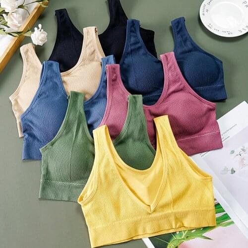 Casual Sports Bra Crop Top 2021 Seamless Bras For Women Bralette Top Push Up Lingerie Underwear Deep V-neck Plus Size Bra Vest