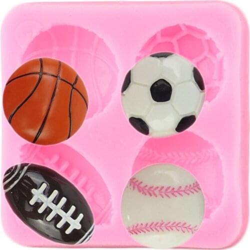 Basketball Football Rugby Baseball Silicone Mold Baby Birthday Cupcake Topper Fondant Cake Decorating Tools Candy Chocolate Mold