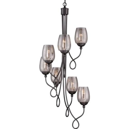 Modern simple American Art black iron pendant light glass cup for staircase dinging room bar hanging lighting E27