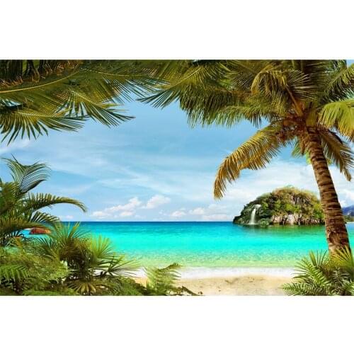 Tropical Sea Beach Plam Trees Scenery Photography Backgrounds Baby Child Portrait Photographic Backdrops For Home Photo Studio