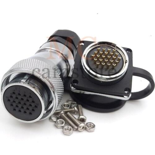 WS28 24pin waterproof Power connector, Aviation Industrial solder wire connector, electric circular Plug-male socket female