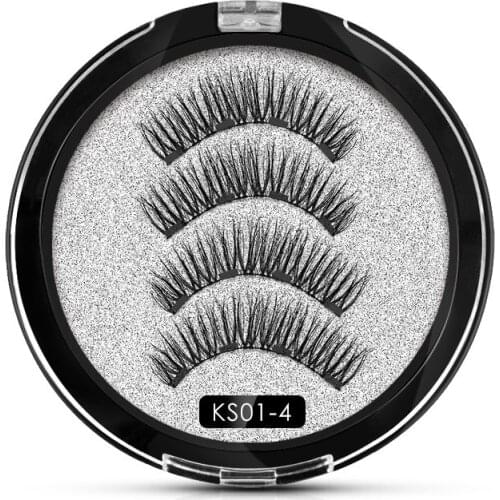 Xinleyong 4Magnetic Eyelashes Extension Natural False Eyelash On Magnets Reusable 6D Magnetic Fake Eye Lashes Makeup KS01-4