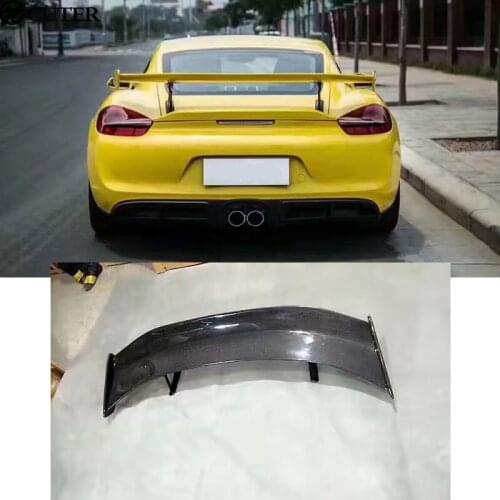 Carbon fiber 981 GT4 rear spoiler FRP Unpainted rear wing for Porsche Cayman 981 GT4 style