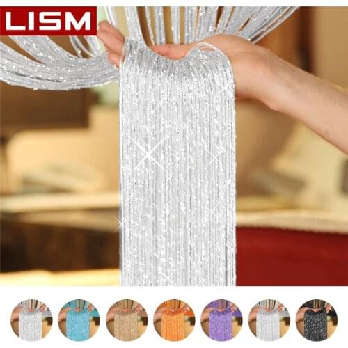 LISM Curtains For Living Room Flash Line Shiny Tassel String Door Curtain Window Home Decorative Curtains Beaded Fringe Window