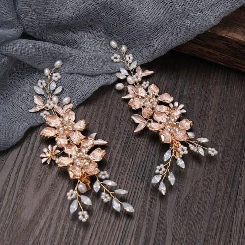 Metal Flower With Pearl Rhinestone Hair Clip Hair Accessories For Women Wedding Accessories Headband Bridal Hair Jewelry