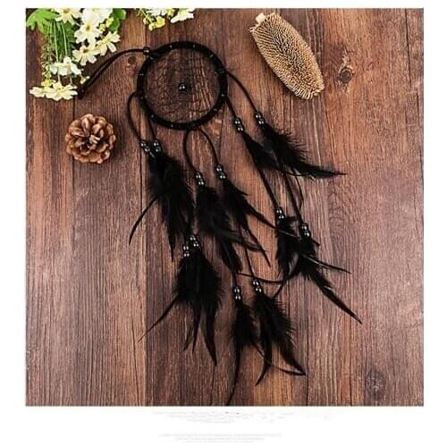 1PC Black and White Dream Catcher Wind Chimes Indian Feather Pendant Ornament Dream Catcher Car Wall Hanging Decoration MJ 005