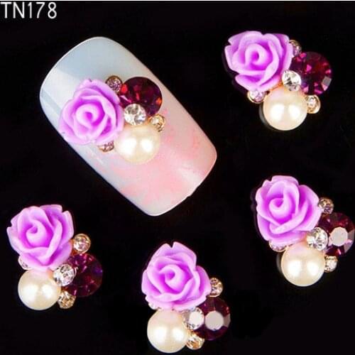 10 Pcs 3D Flower Nail Art Rhinestones Decoration Accessories Decor All Deco Parts Nailart For Manicure