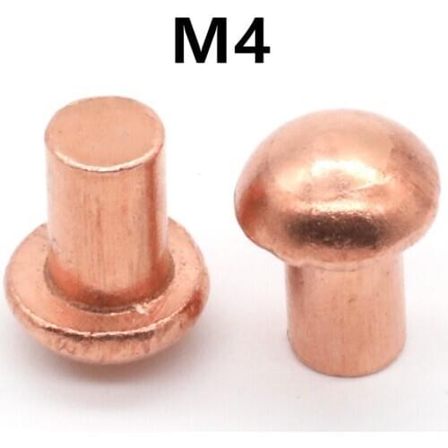 100PCS M4x4/6/8/10/12/16/20/25mm GB867 Copper Solid Round Head Rivet Alloy Self-plugging Rivet