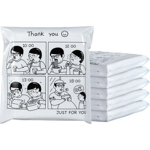 100Pcs Cartoon Printing Courier Bag Thank You Poly Mailer Thicken Plastic Shipping Bags Self Sealing Mailing Envelopes 4 sizes