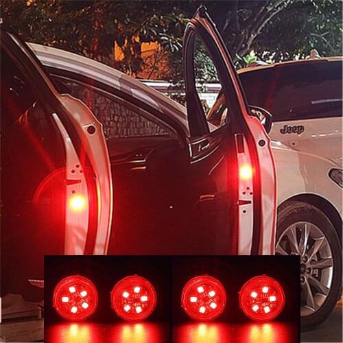 4pcs Magnetic Wireless LED Car Door Opening Warning Lights side door edge Strobe Flashing Anti Collision led Safety Lamps auto