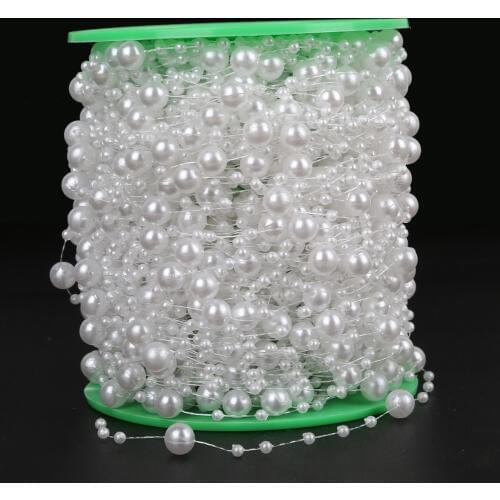 5Meters Ivory/ White Color Fishing Line Artificial Pearls Beads Chain Garland Flower For Wedding Bridal Bouquet Flower Decoratio