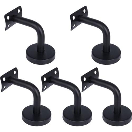 5Pcs Professional Stainless Steel Handrail Wall Mounted Brackets Supports(Black)