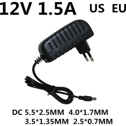 Power adapter DC 12V 1.5A AC 100-240V converter 12V 1500mA charger power supply Europe and America plug black DC 5.5 * 2.5MM
