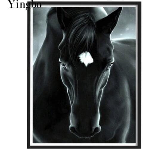 Diamond Painting Animal black horse Cross Stitch Diamond Mosaic Picture Embroidery Beaded Handicraft Crystal Paintings