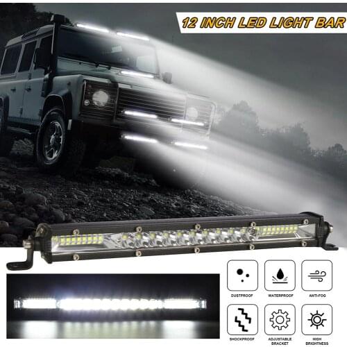 Car Light Bar 12 inches 264W Extremely Thin High Mixed LED Light Bar Auto Driving Work Lamp PC Aluminum Alloy Car Accessories
