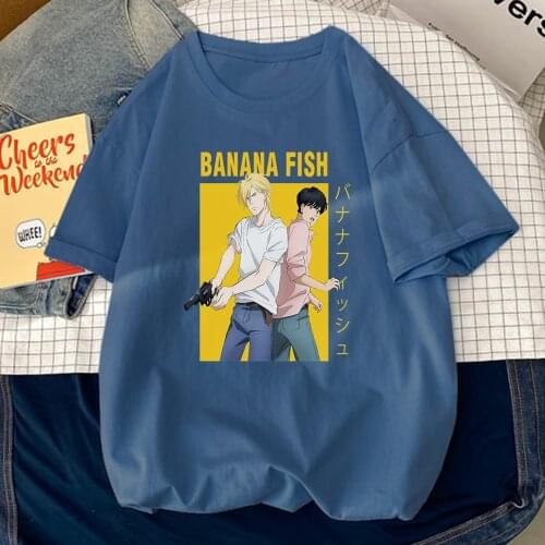 Banana Fish Anime Print Women T Shirts Fashion Crewneck Tshirt Simplicity Oversized Tshirts Cool Comfortable Womens Short Sleeve