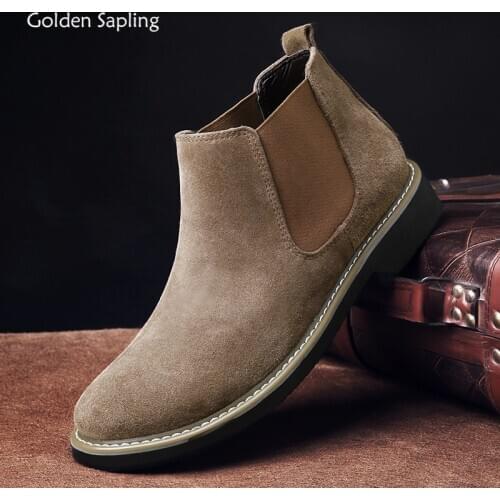 Golden Sapling Classic Mens Boots Retro Casual Shoes Vintage Fashion Sewing Chelsea Boot Men Comfortable Platform Leisure Shoe