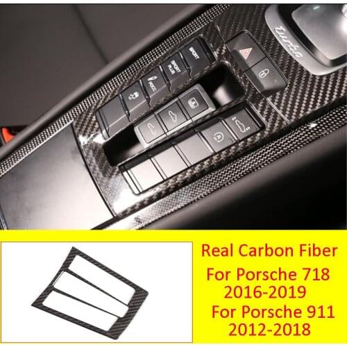 Carbon Fiber Center Console Switch Button Trim For Porsche 718 2016-2019 911 2012-2018