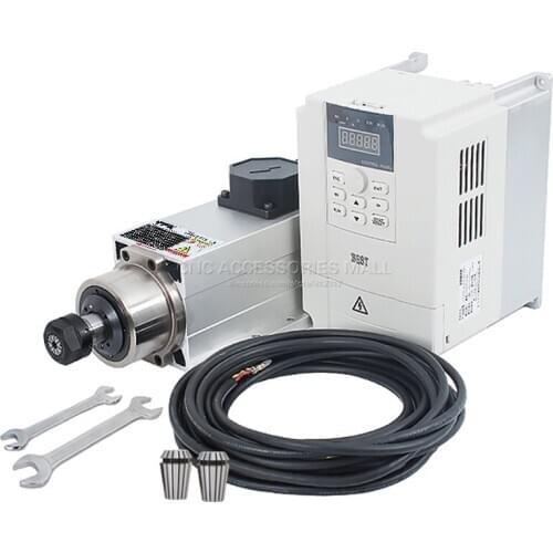 Air cooled spindle kit 3.5kw 18000rpm flange mount motor Best frequency inverter 4kw 0-1000hz 220v/380v