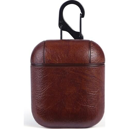 Leather Hook Case For AirPods Vintage Matte For Apple Airpods Luxury Protective Storage Bag Black Brown Drop shipping