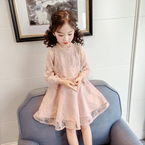 Girls Lace Embroidered Princess Dresses Spring Summer Baby Kids One Piece Clothes New Korean Childrens Hollow Out Dress X389
