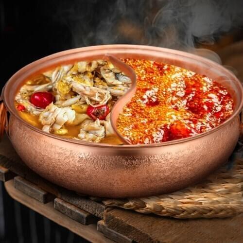 Chinese Style Copper Hot Pot Pure Copper Induction Cooker Household Vintage Hot Pot Instant Mutton Pot Copper Pot Cooking Pot