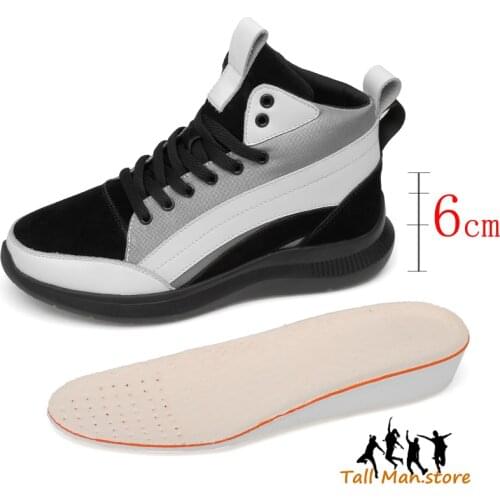 Men Boots Heightening Shoes Elevator Shoes Height Increase Shoes Insoles 6CM Man Height Increasing Shoes Tall Shoes