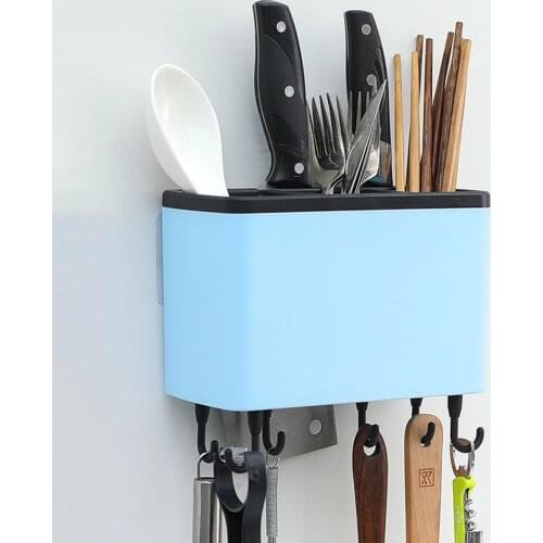 Wall Hanging Kitchen Organizer Storage Shelves Chopstick Holder Removable Four-position Hook Built-in Drain Hole Cutlery Shelf